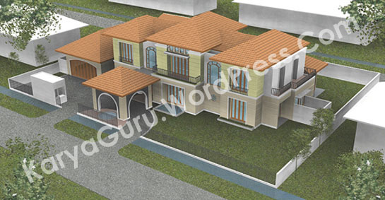 3D Model Desain Rumah Tropis 2 Lantai