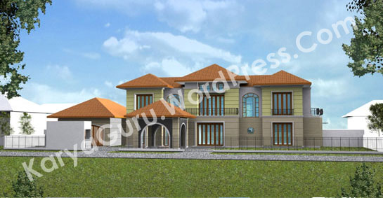 Tampak Depan Desain Rumah Tropis 2 Lantai