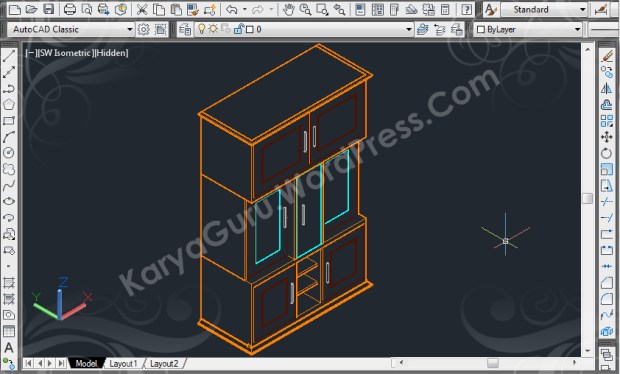 autocad wireframe cabinet