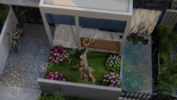 Jasa 3D Rendering Modeling Animation Architecture Taman Rumah Minimalis