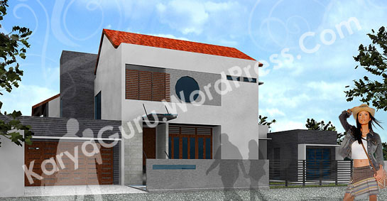 3D Modeling Desain Rumah Tinggal Bertingkat 2 Lantai