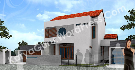 3D Modeling Desain Rumah Tinggal Bertingkat 2 Lantai