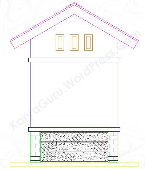 Tampak Kiri AutoCAD Pos Jaga
