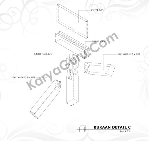 Gambar LKS AutoCAD Bukaan Detail Kuda-Kuda