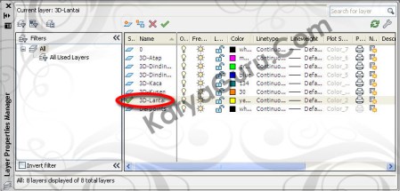 Layer 3D Lantai AutoCAD
