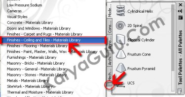 Tool Palettes - Materials Library AutoCAD