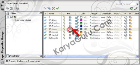 Layer 3D Kaca AutoCAD