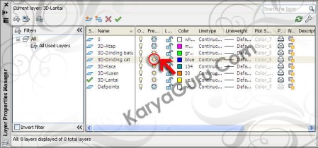 Layer 3D Lantai Dinding AutoCAD