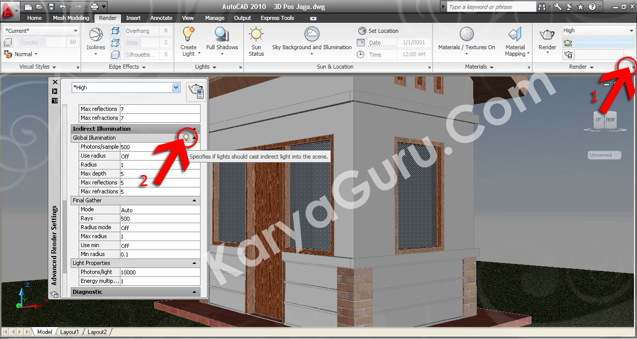 33. Indirect Illumination – Global Illumination AutoCAD