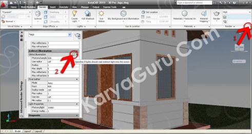Indirect Illumination - Global Illumination AutoCAD