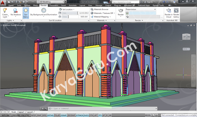 latihan 3d model autocad