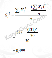 02. Nilai Varian Butir Instrumen Variabel X1 Nomor 1