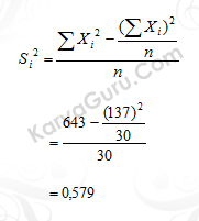 02. Nilai Varian Butir Instrumen Variabel X2 Nomor 1
