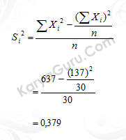02. Nilai Varian Butir Instrumen Variabel X3 Nomor 1