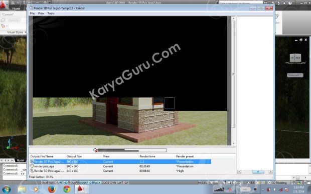 Proses Final Gather Render Autocad 2010 - awal