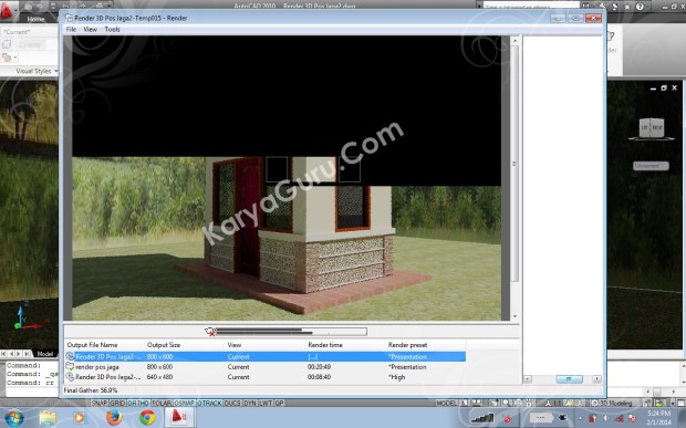 Proses Final Gather Render Autocad 2010 - tengah