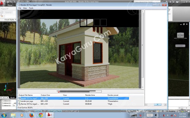 Proses Final Gather Render Autocad 2010 - akhir