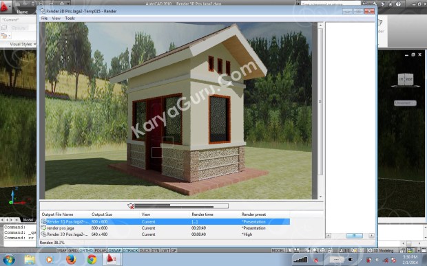 Proses Render Autocad 2010 - awal