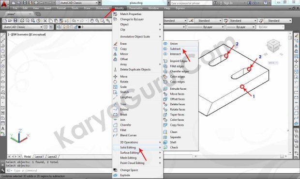 10 Tutorial AutoCAD Pisau Crusher - Subtract