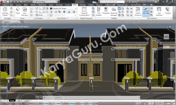 Kursus AutoCAD 3D Shaded With Edges Camera 4