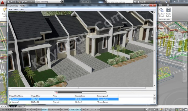 Rumah Minimalis AutoCAD Rendering Camera 3i