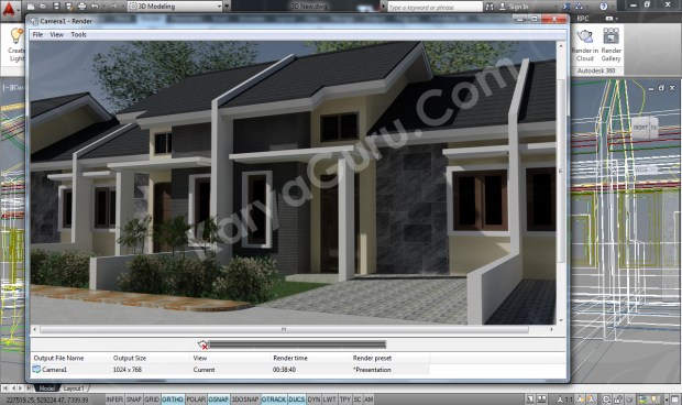 Rumah Minimalis AutoCAD Rendering Camera1