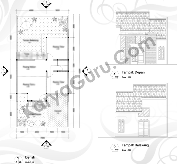 Rumah Minimalis Denah Tampak Depan Belakang