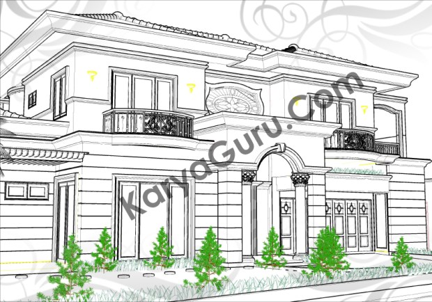 3d modeling autocad rumah mediterania