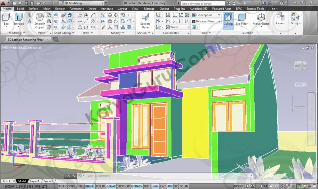 kursus autocad 3d modeling rumah minimalis camera 1