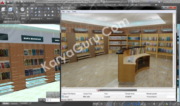 Hasil Rendering AutoCAD Interior Design