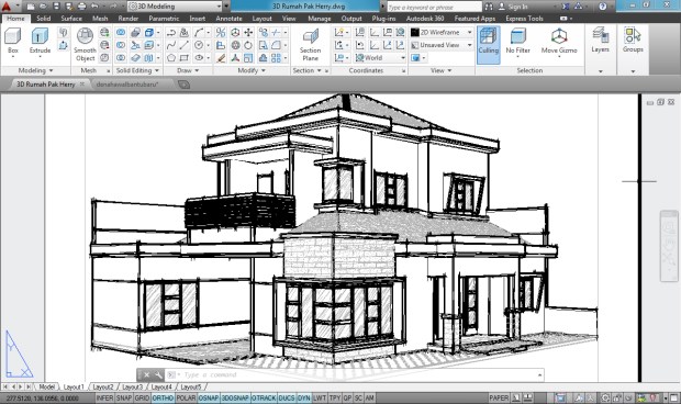 3D AutoCAD Sketchy Rumah Tinggal 2 Lantai - Camera1