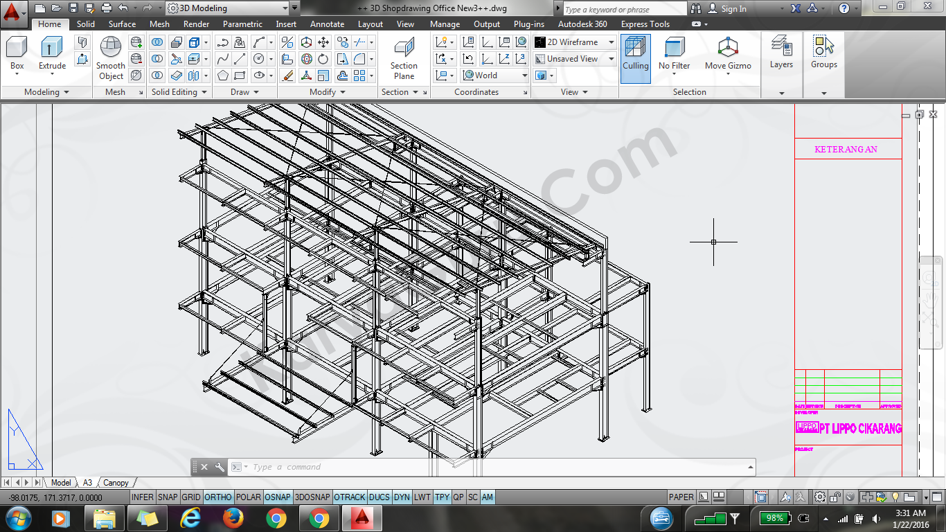 struktur baja autocad office cartenz