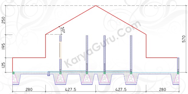 GARIS DINDING - Tutorial Belajar AutoCAD Gambar Kerja Potongan C-C Rumah Tinggal ShopDrawing Section
