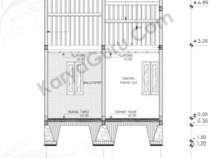 Tutorial Belajar AutoCAD Gambar Kerja Potongan B-B Rumah Tinggal ShopDrawing Section