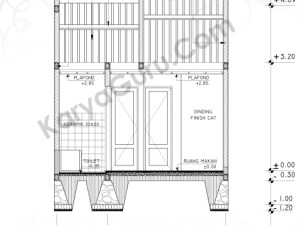 Tutorial Belajar AutoCAD Gambar Kerja Rumah Tinggal Potongan A-A ShopDrawing Section