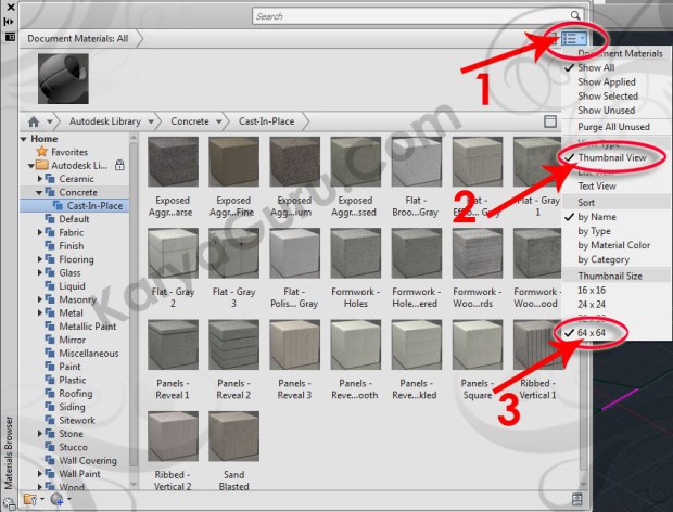 04-document-materials-browser-thumbnail-view-tutorial-autocad-3d-rendering