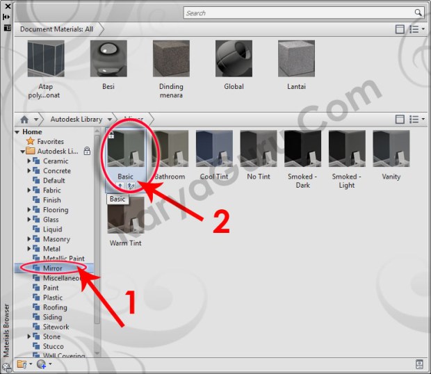 17-mirror-basic-material-browser-tutorial-autocad-3d