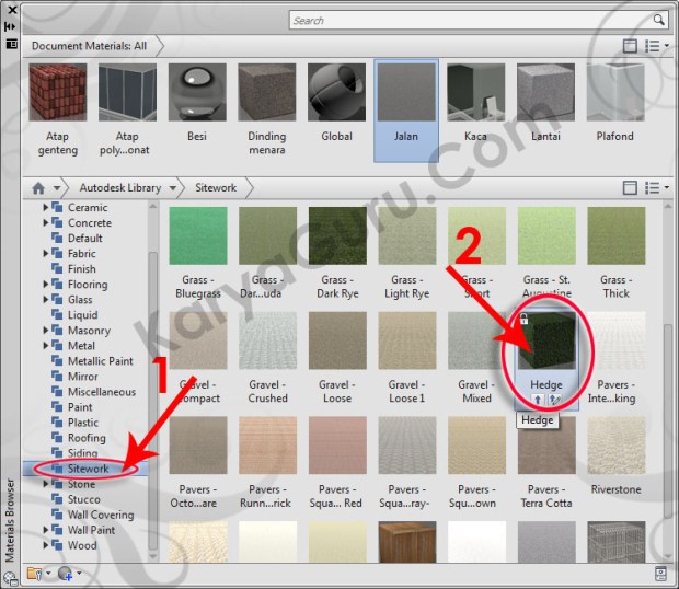 29-site-work-hedge-material-browser-tutorial-autocad-3d
