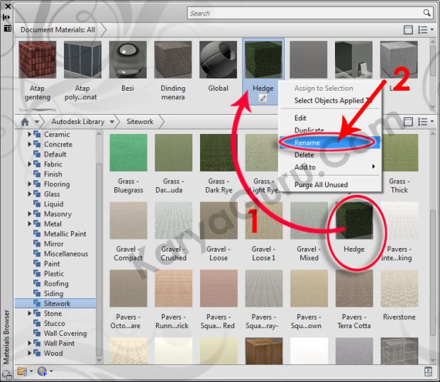 30-site-work-hedge-rename-material-browser-tutorial-autocad-3d