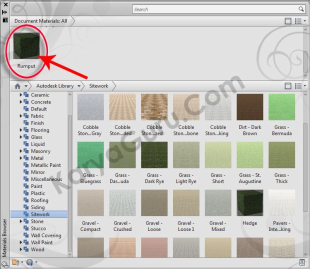 31-rumput-taman-site-work-hedge-material-browser-tutorial-autocad-3d