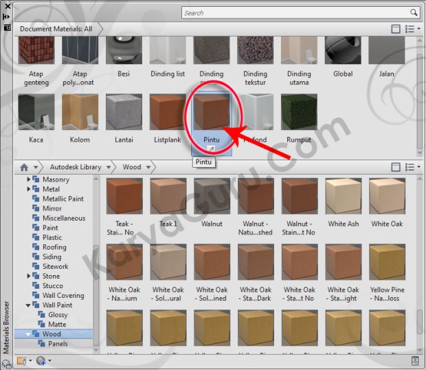 49-pintu-wood-walnut-natural-polished-material-browser-tutorial-autocad-3d