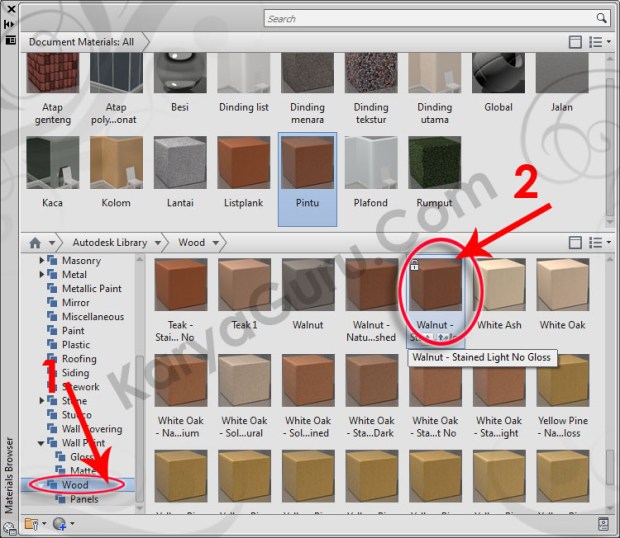 50-wood-walnut-natural-stained-light-no-gloss-material-browser-tutorial-autocad-3d