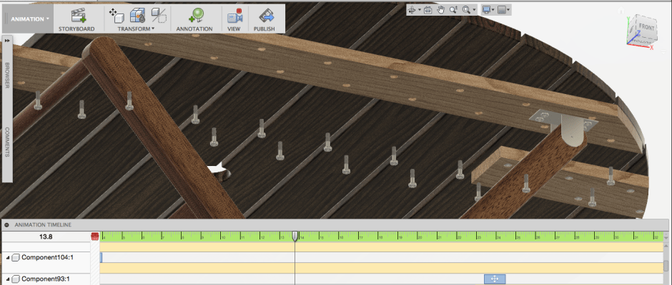 Animation Timeline Autodesk Fusion360 - Folding Table Top Frame KaryaGuruCenter