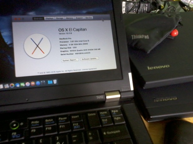 Hackintosh Elcapitan Lenovo Thinkpad T410 Full QE-CI Nvidia Web Driver NVS 3100M