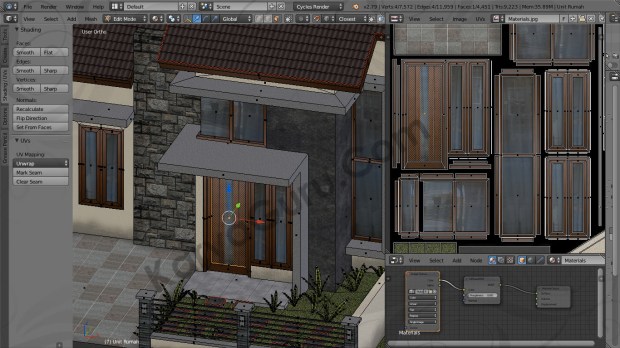 Blender Material Texture Atlas Kusen Pintu Jendela Kayu Rumah Minimalis