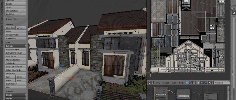 Blender UV Unwrap Material Texture Atlas Batu Alam Rumah Minimalis