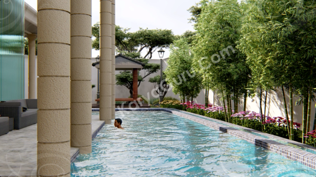 3D Rendering Modeling Animation Architecture Taman Kolam Renang