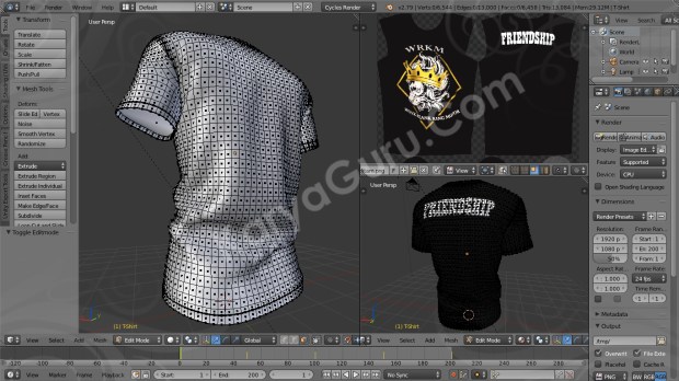 Desain Kaos Club Motor Tshirt 3D Blender