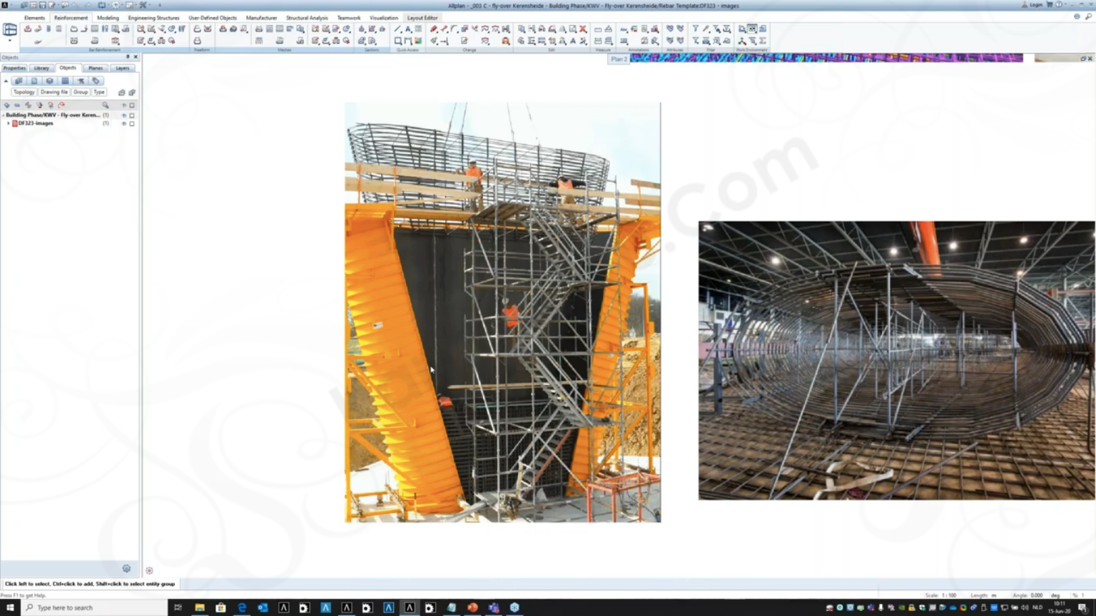 Pemasangan tulangan di lapangan setelah pabrikasi ouput Allplan Engineering