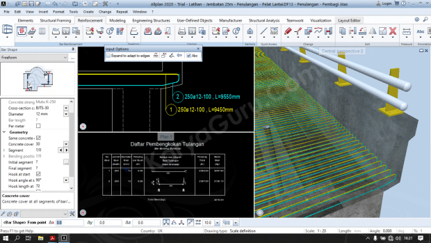 Tutorial BIM Allplan - Tulangan Utama Bawah Pelat Lantai Jembatan